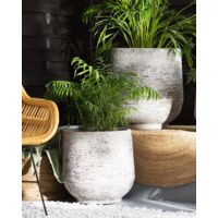 Modern Round Garden Plant Pot Fibre Clay Outdoor Planter ø53 cm Grey Dioni