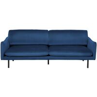 Modern Velvet 3 Seater Sofa Navy Blue Fabric Black Legs Vinterbro