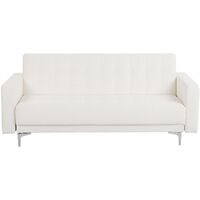 Modern 3 Seater Sofa Bed White PU Leather Reclining Tufted Aberdeen