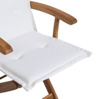 Set of 2 Wooden Garden Folding Chairs Outdoor Dining Off-White Cushion Maui - Light Wood