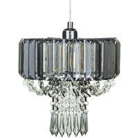 Glam Pendant Ceiling Lamp Decorative Chandelier Acrylic Crystal Beads Grey Adorn - Grey