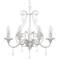 Elegant Transitional Chandelier White Pendant Light Ceiling Lamp with Crystal Drops Taltson
