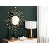 Retro Glam Round Wall Mirror Starburst Ornate Living Room Gold Panon