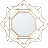 Glam Retro Geometric Accent Decorative Wall Mirror Gold Hillion - Gold