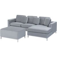 Modern Light Grey Velvet Sectional Sofa with Ottoman Silver Legs Left Hand Oslo