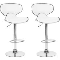 Set of 2 Modern Swivel Height Adjustable Armless Bar Stool Black Faux Leather Conway