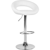 Set of 2 Modern Swivel Height Adjustable Bar Stools Faux Leather White Peoria - White