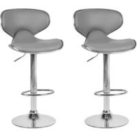 Set of 2 Modern Swivel Height Adjustable Armless Bar Stool Grey Faux Leather Conway