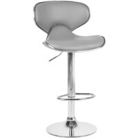 Set of 2 Modern Swivel Height Adjustable Armless Bar Stool Grey Faux Leather Conway - Grey