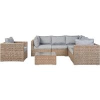 Garden Sectional Lounge Set Brown PE Rattan Corner Sofa Grey Cushions Contare