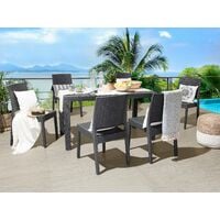 Garden Dining Set Table 6 Stackable Chairs Outdoor Terrace Grey Fossano