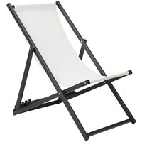 Modern Outdoor Garden Lounger Folding Chair Cream Sling Seat Black Frame Locri