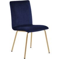 Modern Set of 2 Velvet Dining Chairs Armless Gold Metal Legs Blue Rubio