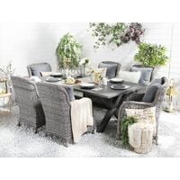 Modern Aluminium Garden Dining Table Grey Slatted Top All-Weather Cascais - Grey