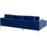 Modern Navy Blue Velvet Couch Corner Sofa Gold Legs Left Hand Oslo