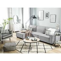 Right Hand Fabric Corner Sofa Light Grey Polyester Sleeping Function Romedal - Grey