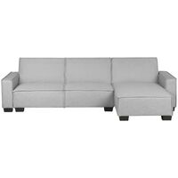 Left Hand Fabric Corner Sofa Light Grey Polyester Sleeping Function Romedal