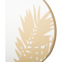 Retro Round Wall Mirror Gold Frame Leaf Motif Living Room Decor Adonara