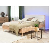 Scandinavian EU Super King Size Bed Frame 6ft LED White Light Wood Serris
