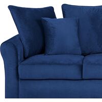 Modern 3 Seater Velvet Sofa Navy Blue Loose Back Solid Wood Legs Bornholm - Blue