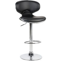 Set of 2 Modern Swivel Height Adjustable Armless Bar Stool Black Faux Leather Conway - Black