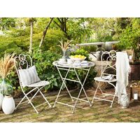 Modern Outdoor Garden Bistro Set Metal Beige Balcony Table with Chairs Trieste