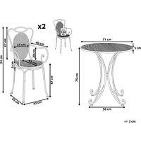 Modern Outdoor Garden Bistro Set Grey Round Tabletop Metal Chairs Cilento - Grey