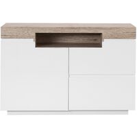 Modern Sideboard White Drawers Shelf Light Wood Top Retro Marlin