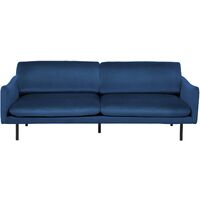 Velvet Sofa Set 3 Seater Armchair Navy Blue Fabric Black Legs Vinterbro