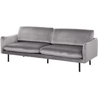Velvet Sofa Set 3 Seater Armchair Grey Fabric Black Legs Vinterbro