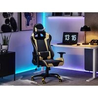 Modern Office Gaming Chair Faux Leather Adjustable Height Armrests Black Knight