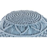 Pouffe Blue Boho Knitted Round Cotton Ottoman 40 x 40 cm Kayseri - Blue