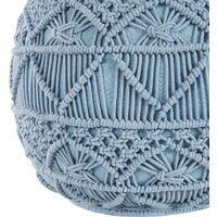 Pouffe Blue Boho Knitted Round Cotton Ottoman 40 x 40 cm Kayseri - Blue