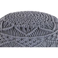 Pouffe Grey Boho Knitted Round Cotton Ottoman 40 x 40 cm Kayseri - Grey