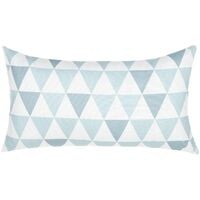 Water Resistant Outdoor Garden Pillow Blue with White Geometric Pattern 40 x 70