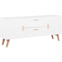 Modern Scandinavian Sideboard 2 Drawers 2 Door Cabinet Wood Legs White Meet II - White