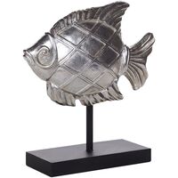 Modern Contemporary Decorative Sculpture Figure Fish Mirrors Silver Polyresin Angelfish - Silver