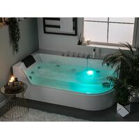 Modern Whirlpool Bathtub Corner Glass White with Underwater LED SPA Acuario - White