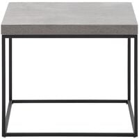 Modern Square Side Table Concrete Veneer Top Metal Base Industrial Black Delano