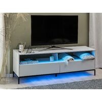 Modern TV Stand White Metal Legs LED Lights Storage Cabinets Drawers Sydney
