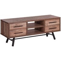 Minimalist TV Stand Table Storage Unit Drawers Light Wood Metal Legs Atlanta - Light Wood