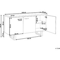 Modern 3 Door Sideboard Dark Wood Storage Cabinets Metal Grey Base Timber - Dark Wood