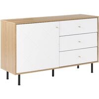 Modern Sideboard TV Stand Cabinet 3 Drawers Storage Light Wood White Palmer