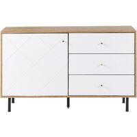 Modern Sideboard TV Stand Cabinet 3 Drawers Storage Light Wood White Palmer - White