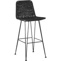 Rustic Boho Indoor Rattan Dining Room Kitchen Bar Chair Set Black Berito