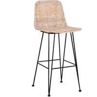 Rustic Boho Indoor Rattan Dining Room Kitchen Bar Chair Set Sand Beige Berito