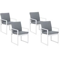 Set of 4 Garden Chairs White Aluminium Seat Cushion Outdoor Grey Pancole