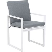 Set of 4 Garden Chairs White Aluminium Seat Cushion Outdoor Grey Pancole