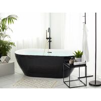 Modern Freestanding Black Bathtub Oval 170 x 80 cm Glossy Acrylic Carrera - Black