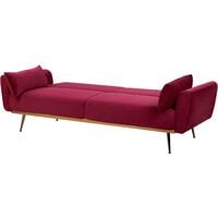 Modern Velvet Sofa Bed Metal Legs Convertible Sleeper Dark Red Eina
